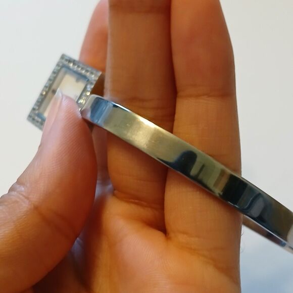 Skagen Ladies Bangle Silver Tone Watch Sapphire Square Stainless Steel SP4SSXW main image 6
